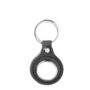 KEY-RING-METAL+LEATHER ROUND